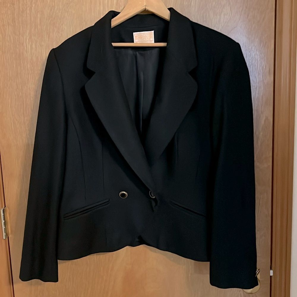 Vintage Pendleton 100% Virgin Wool Black Suit Blazer Size14